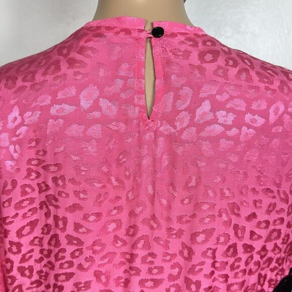 KOCHÉ COLLECTIVE Pink Satin Leopard Print Asymmetric Dress with Lace Trim Size M - Picture 5 of 11